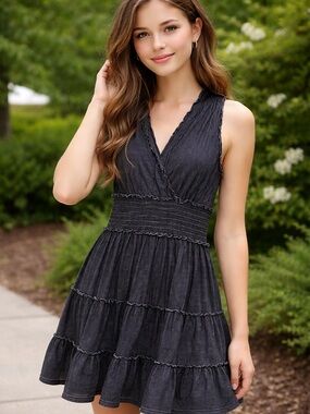 Max Studio Black and White Striped Mini Dress